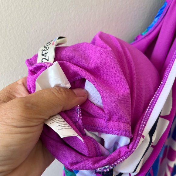 Tankini Plus Sz 18W Tropical Adj Straps Pullover Stretch Top Layered Ruffle - Picture 7 of 8